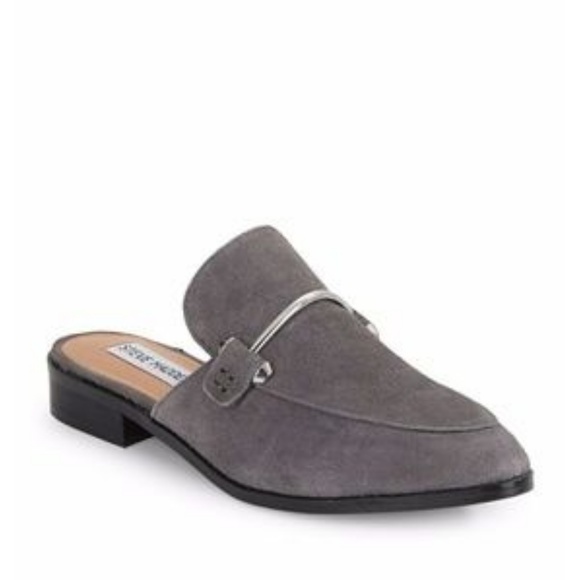 Steve Madden Shoes - STEVE MADDEN Gray Laaura Suede Loafer Mules